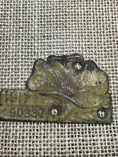 VTG 1917 Calif Yellow Poppy License Plate Tab Tag  CA Porcelain Base Badge