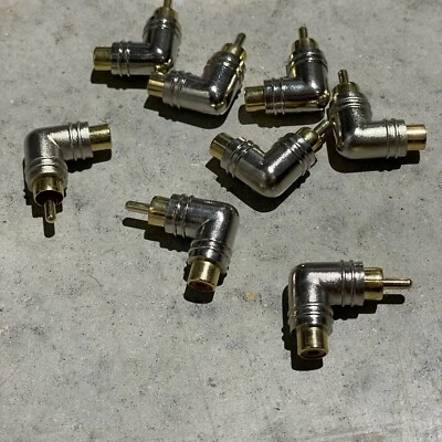 8x RCA Phono Adaptor Right Angle Male to Female 24ct Gold 90 Degree Studio Audio - Image 1 of 2