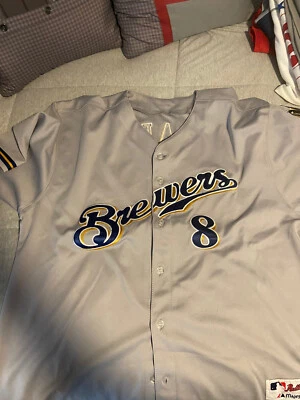 Majestic Milwaukee Brewers Ryan Braun #8 Sewn Home Authentic Size 54 - Image 1 of 3