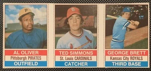 1976 HOSTESS 3 KARTEN PANEL AL OLIVER/TED SIMMONS/GEORGE BRETT SELTEN! - Bild 1 von 2