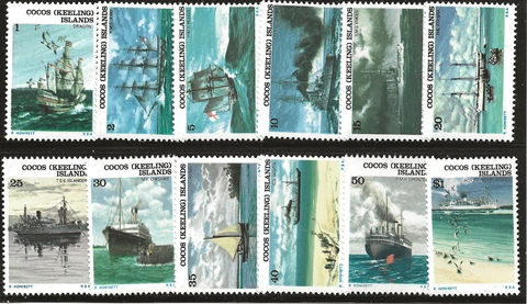Cocos Island Scott #20-31, Singles 1976 Complete Set FVF MNH Cover
