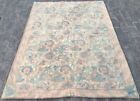 Vintage French Aubusson Hand Knotted Rug Needlepoint Floral Kilim Rug 196x143 cm