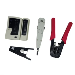 Netzwerk Werkzeug-Set, 4tlg. LAN Tester, Crimpwerkzeug, Kabelabstreifer - Bild 1 von 4