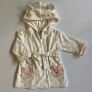 Girls  Bathrobe Size 0-9 Months Baby Pink White Bears Polka Dots Beach Pool EUC - Picture 1 of 10
