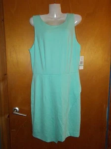 Sharagano Dress Sleeveless Stretch Shift w/Faux Wrap Hem 12 Seafoam BNWT - Picture 1 of 1