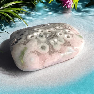 Piedra de palma de cristal de ágata flor verde Foto 1 de 4