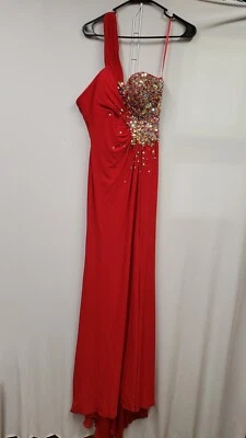 Night Moves Style 6602 Size 6 Red W/ Rhinestone Detail Formal Prom Elegant Gown - Image 1 of 4