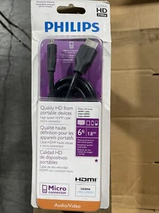 Philips Ultra HD 4k 2160p Mini (C) Connector HDMI 6ft 1.8m Audio / Video NEW! - Picture 1 of 2