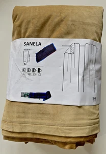 Ikea SANELA Curtains Velvet Room Darkening 55 x 98" Beige Yellow (2 Panels) - Picture 1 of 6
