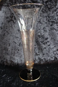 Vintage Vase aus Kristall Trompetenvase mit goldenen Streifen - Picture 1 of 6