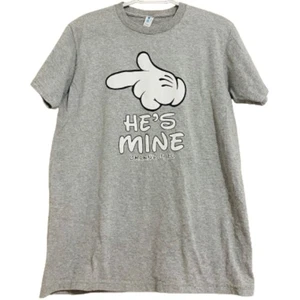 SUNA DAMEN T-SHIRT RUNDHALS GRAU "HE'S MINE" Mickey Mouse PRINT Gr. M - Bild 1 von 4