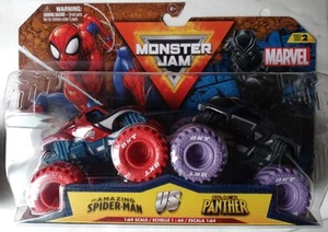 New MONSTER JAM SPIDER-MAN VS BLACK PANTHER Series 2 2 Pk - Picture 1 of 2