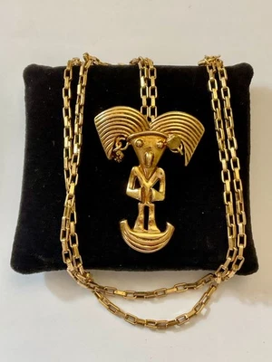 ALTE PRÄKOLUMBIANISCHE HALSKETTE & ANHÄNGER - VERGOLDET - P&M PARIS - Bild 1 von 4