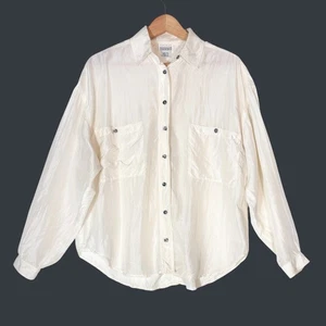 VTG 80s Moda International Oversized Ivory Silk Shirt Women's M Casual Boxy - Picture 1 of 8