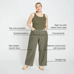 Pantalón Universal Standard Coastal Lino Pierna Ancha - Oliva S 14/16 - Imagen 1 de 10