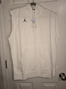 NUEVO CON ETIQUETAS - Sudadera con capucha sin mangas Nike Air Jordan para hombre mediana blanca negra Dri Fit Terry - Imagen 1 de 4