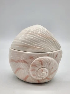 Otagiri Nautilus Shell Sugar Bowl with Lid Pink & White Beachcomber - Picture 1 of 11