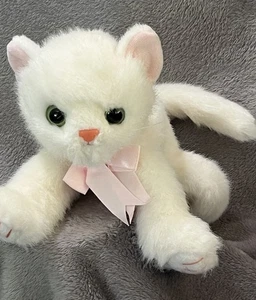 "Ty Classic Crystal the White Kitty Cat con lazo rosa 12"" felpa vintage 1996" - Imagen 1 de 9