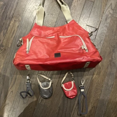 JJ Cole Collections Red Diaper Bag Tote w/ Accessories Shoulder Bag Set - Image 1 of 4