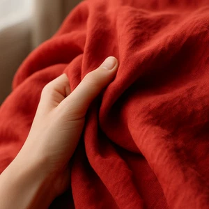 100% Red Linen Fabric by the Yard – Material for Sewing, Apparel & Home Décor - Picture 1 of 10