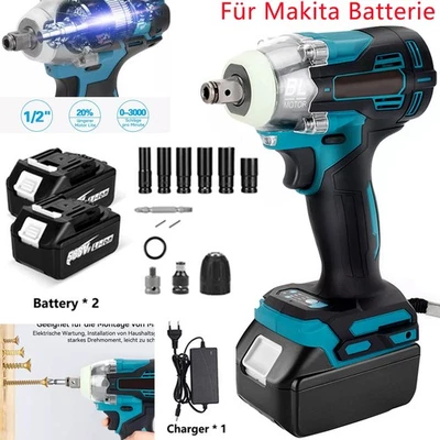 20V Akku Schlagschrauber 500 Nm Für Makita Ratschen Bürstenloser 1/2"Elektro - Bild 1 von 4
