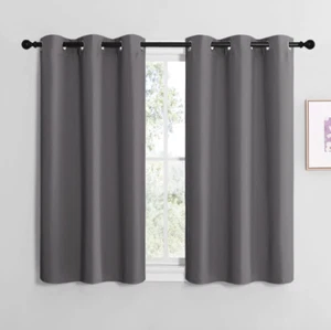 Pair of Blackout Curtains Eyelet Ring Top Ready Made Thick Thermal Curtain Set - Picture 1 of 9