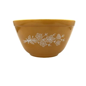 Cuenco mezclador Pyrex Nesting mariposa trigo dorado #401 50 ml vintage #27 usado en excelente estado - Imagen 1 de 9