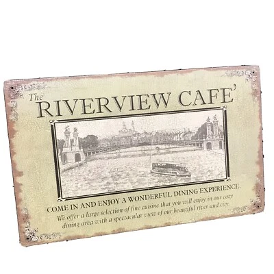 Riverview Cafe Tin Sign Ohio Mississippi River Boat Nautical Home Decor 10"x 16" - Image 1 of 4