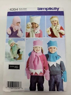 Simplicity 4354 Child's Fleece hats mittens scarves All sizes sewing pattern - Image 1 of 3