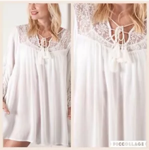 Abito donna Umgee taglia grande avorio manica 3/4 tasche Casaul Boho - Foto 1 di 6