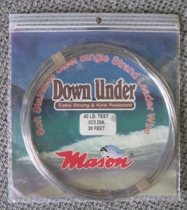 MASON DOWN UNTER WEICHEM FLECK. STAHL FÜHRENDDRAHT 40 Pfund. Test/30 Fuß/022 Durchmesser NEU - Bild 1 von 2