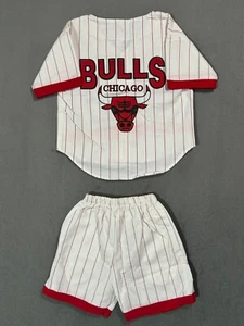 Maglietta Chicago Bulls NBA Basketball vintage anni 80 a righe con bottoni bambini GIOVANI -S - Foto 1 di 23