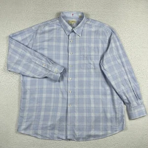 Tommy Bahama Shirt Mens 18 34-35 Blue White Plaid Preppy Workwear Travel Office - Picture 1 of 18