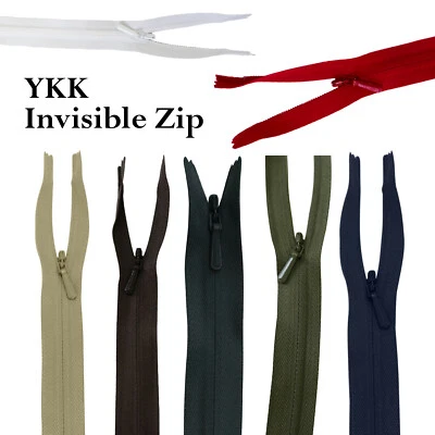 YKK Invisible Zip Concealed Nylon Zipper 20cm 23cm 41cm 56cm for Dress Top Skirt - Image 1 of 4
