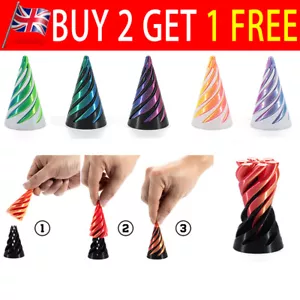 3d Printed Fidget Cone Toy Impossible Pyramid Passthrough Sculpture Helix Screw - Picture 1 of 16