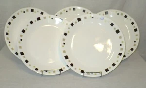 Corelle Geometric Pattern Set of 5 10.25" Dinner Plates Green Beige Brown Blocks - Picture 1 of 4
