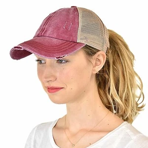 C.C Ponycap Messy High Bun Ponytail Adjustable Mesh Trucker Baseball Cap Hat - Picture 1 of 97