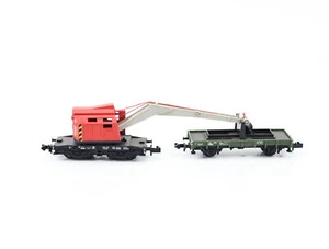 Minitrix N 3682 Güterwagen Kranwagen mit Schutzwagen "Krupp Ardelt" DB - Bild 1 von 3