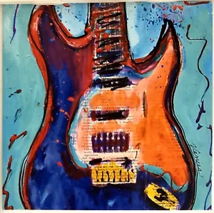 E-Gitarre Untersetzer Keramikfliese Original Pop Art Überbestand Spezial Schnell Versand - Bild 1 von 6