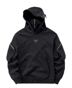 Niepce Unisex X-2 Pullover Black Techwear Hoodie Urban Streetwear Sweatshirt - Picture 1 of 12