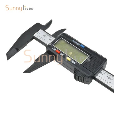 LCD Digital Electronic Carbon Fiber Vernier Caliper Gauge Micromet 150mm/6inch - Image 1 of 4