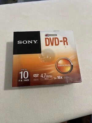 Sony DVD-R 10 Pack, 120min 4.7 GB AccuCORE w/ Cases Brand New Factory Sealed  - Image 1 of 2