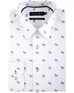 Double Two Pure Cotton Easy Care Patterned Formal Shirt - Picture 1 of 15