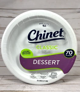 Chinet Classic White Round Dessert Appetizer Plates 70-Count 6.75" - Picture 1 of 5