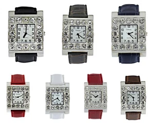 Urban Women's Silver Diamante White Face PU Leather Strap Watch Analog Quartz - Picture 1 of 8