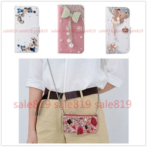 For LG Stylo 6/K51/Samsung Case Crossbody Bling Crystal Rhinestone PU Leather  - Picture 1 of 11