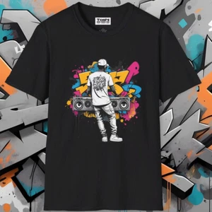 Graffiti DJ T-Shirt - Unisex Street Art Style Urban Music Graphic Tee Turntables - Picture 1 of 101