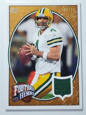 Brett Favre 2008 Upper Deck Football Heroes Bronze Jersey Relic 43/75 #8 HOF - Image 1 of 4