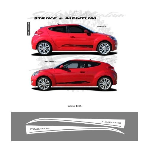 "Strike" Body Side Stripes Graphic Kit for Hyundai Veloster - Bright White - Изображение 1 из 1