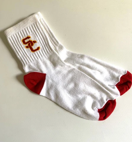 NEW USC TROJANS WOMENS' ANKLE SOCKS, WHITE RED BURGUNDY CARDINAL & GOLD Cover